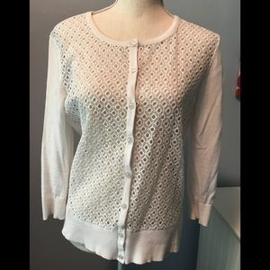 White Eyelet Ann Taylor Cardigan